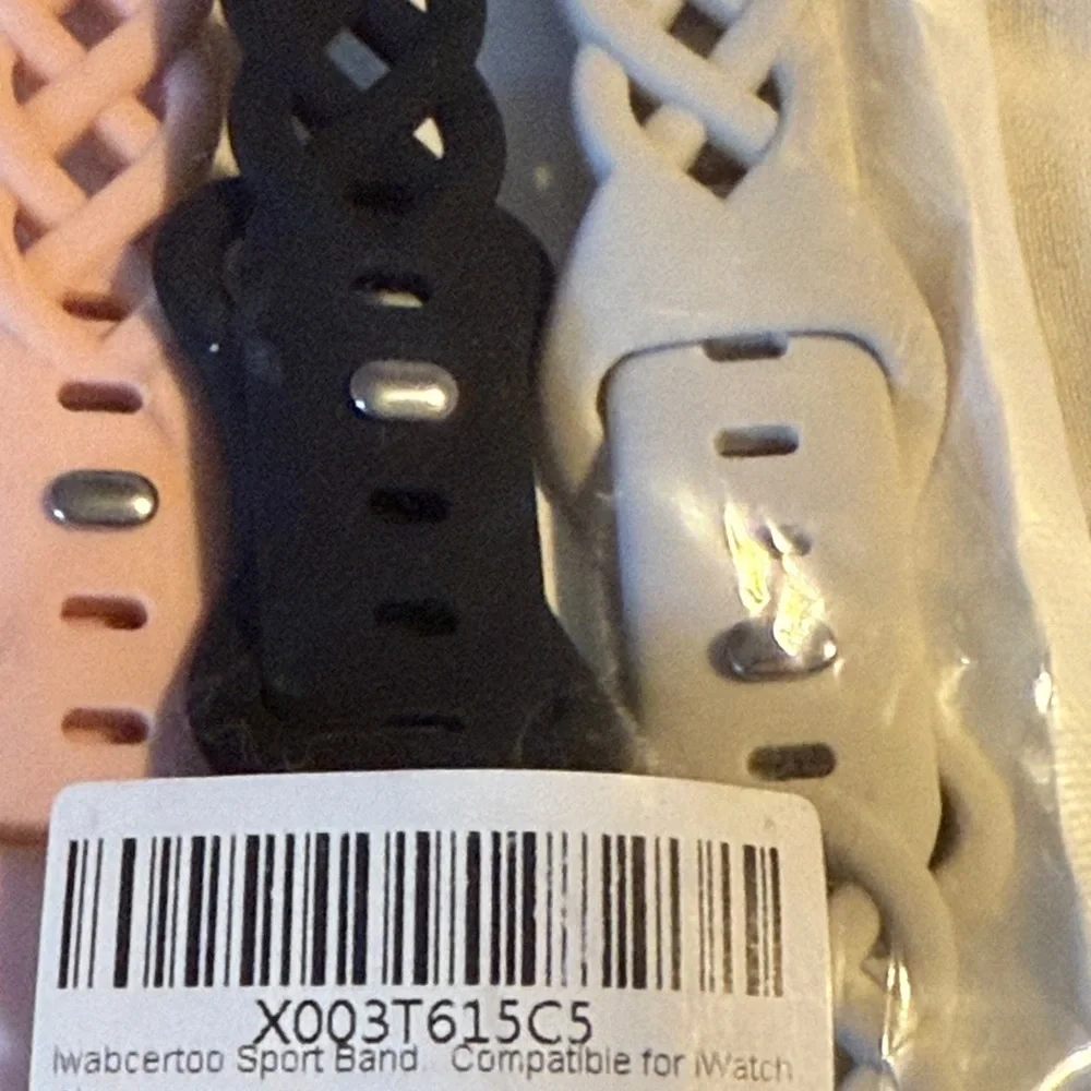 iWatch slim braided silicone watch bands pack of 3 New NWT, pink black and cream